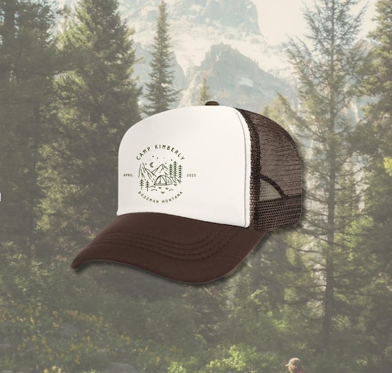 Custom Camp Bachelorette Trucker Hat: Mountain Bach Party Merch