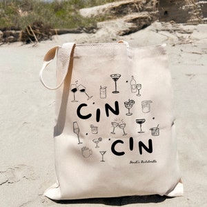 Cin Cin Bachelorette Tote - Cheers Tote - Bachelorette Tote Bags - Custom Bachelorette Tote - Club Bachelorette Tote - Cocktail Bach Tote