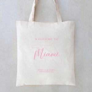 Florida Wedding Tote - Florida Wedding Guest Favor - Miami Wedding Tote - State Outline Tote - Wedding Welcome Bag - Wedding Tote