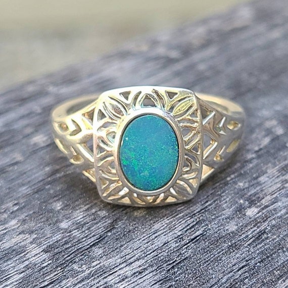 Vintage 925 Sterling Silver Turquoise Opal Statem… - image 1