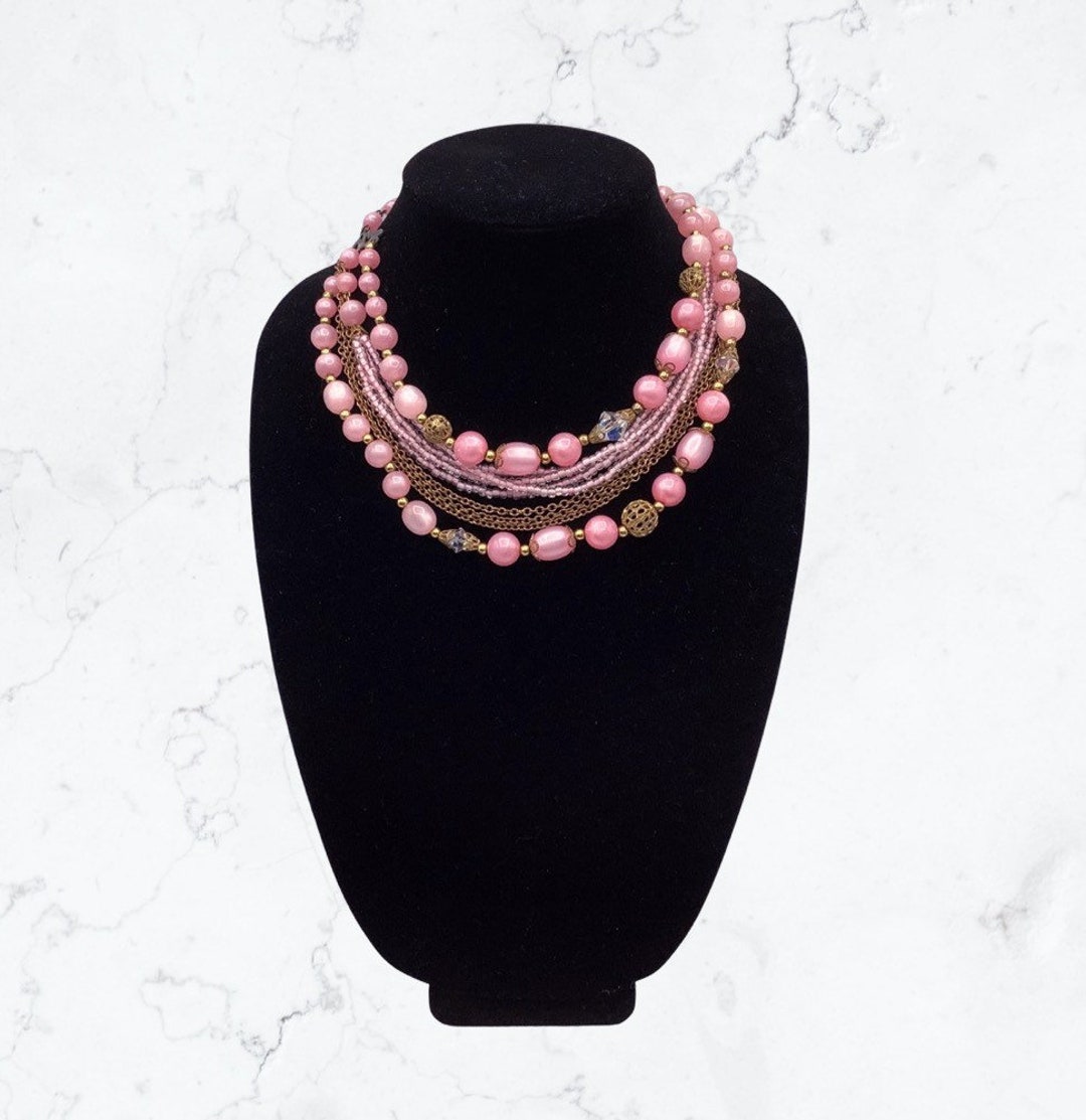 Collier Vintage En Pâte De Verre Années 1950 - Longueur 62 Cm - Occasion - Superbe Qualité