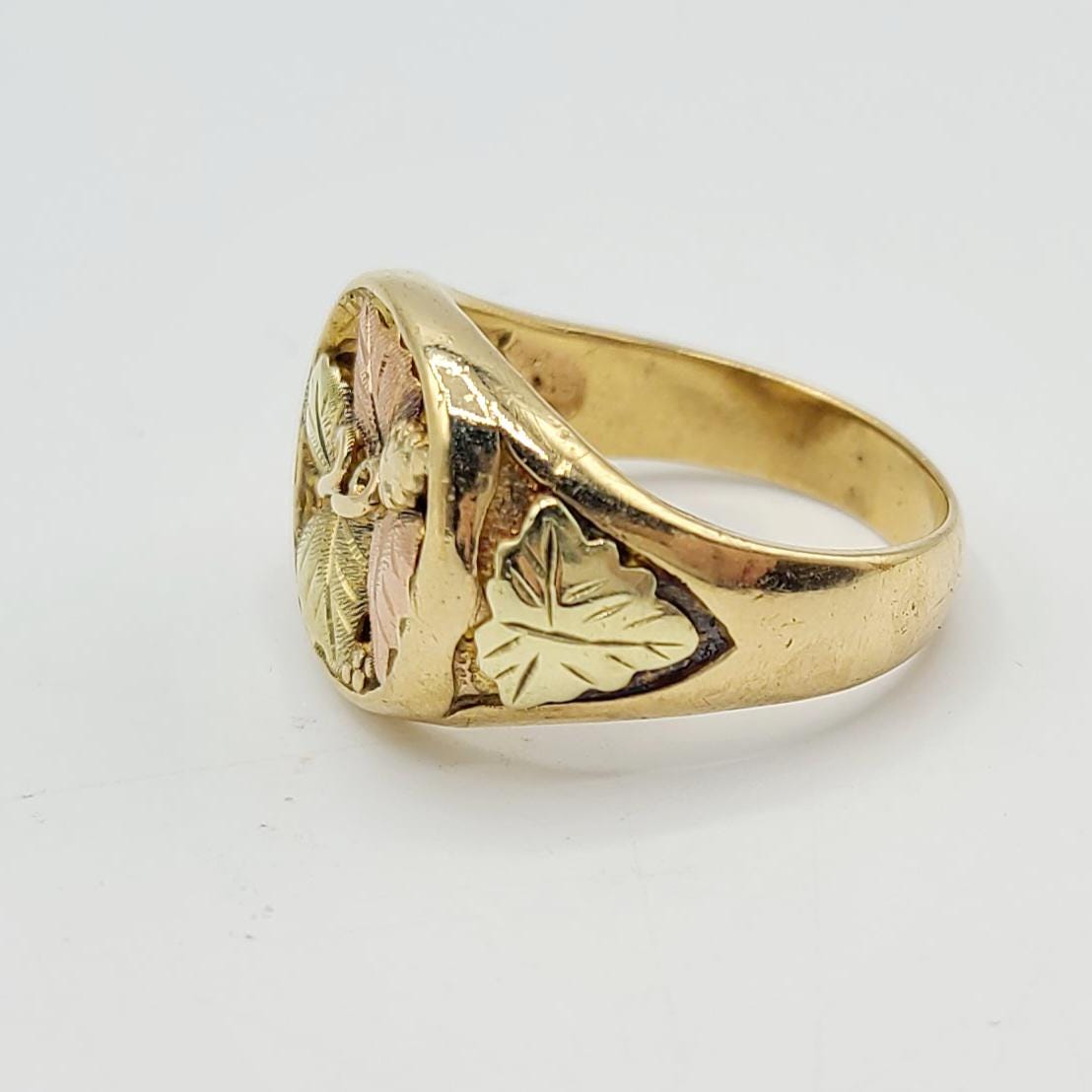 Vintage 12k 10k Black Hills Gold Circular Statement Ring, Gold