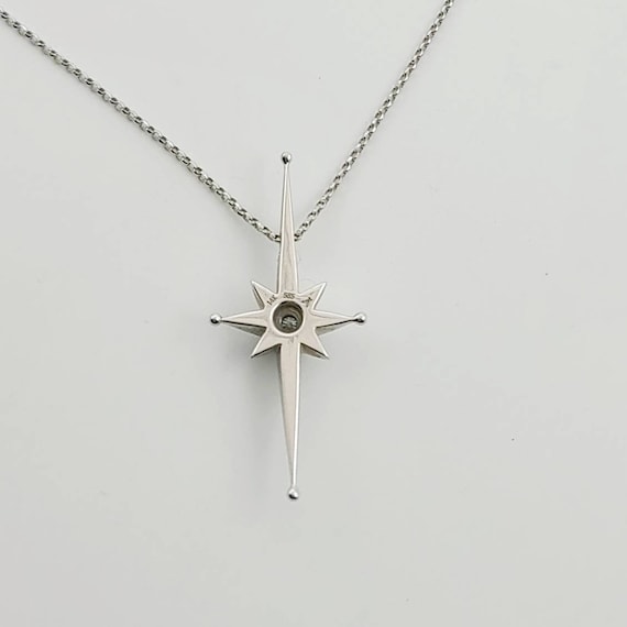 14k White Gold Diamond North Star Pendant Necklac… - image 3