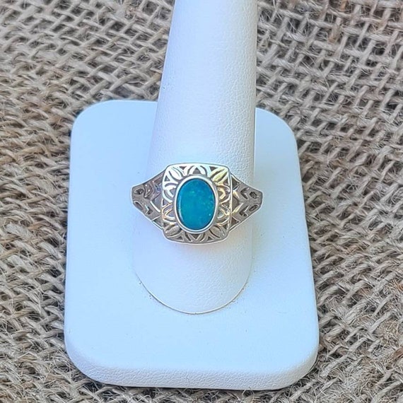 Vintage 925 Sterling Silver Turquoise Opal Statem… - image 3