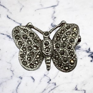 Vintage Sterling Silver Marcasite Butterfly Brooch Pin , Vintage Brooch, Vintage Jewelry, Silver Butterfly, Sterling Silver Brooch