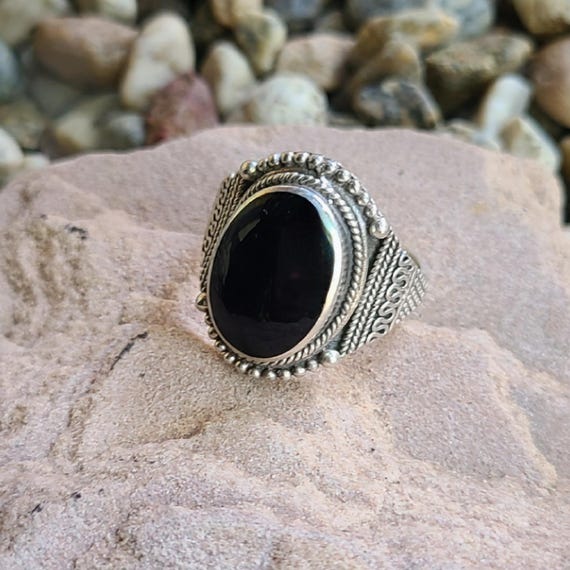 アクセサリー Vintage Silver Step Oval Onxy Ring 925 Onyx Oval Stone Solid 925 Sterling Silver Men's Ring | eBay