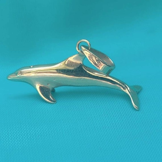 14k Yellow Gold Dolphin Bail Pendant, Dolphin Pend