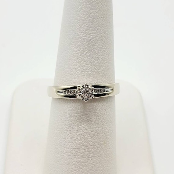 Vintage 10k White Gold Solitaire Diamond Ring, So… - image 1