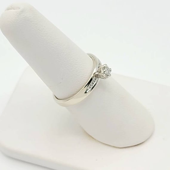 Vintage 10k White Gold Solitaire Diamond Ring, So… - image 2