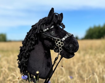 Hobby horse A4 or A3 with detachable stick. Black.