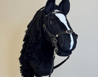 Hobby horse A4 or A3 with detachable stick. Black with white blaze.