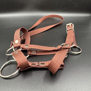 Realistic fully adjustable halter with reins for an A3 / A4 hobby horse. Brown.