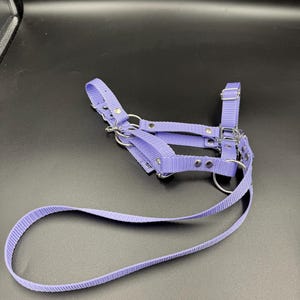 Realistic fully adjustable halter with reins for an A3 / A4 hobby horse. Lavender.