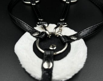 Martingale for Hobby Horse. Vegan Leather and Fur - A3, A4, A5 size. Black, Brown or Bronze.