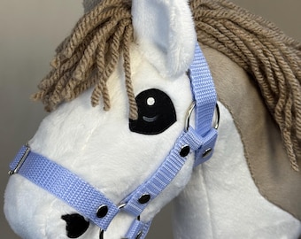 Baby hobby horse with detachable stick. A5 Pinto mouse gray and white.