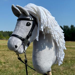 Hobby Horse A4 or A3 with detachable stick. Gray with white mane.