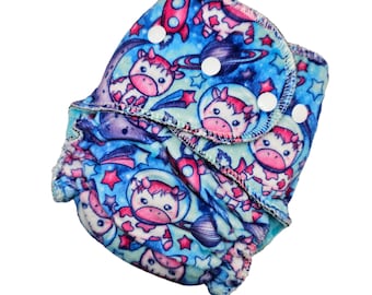Hybrid Fitted One Size Cloth Diaper - Space Cows