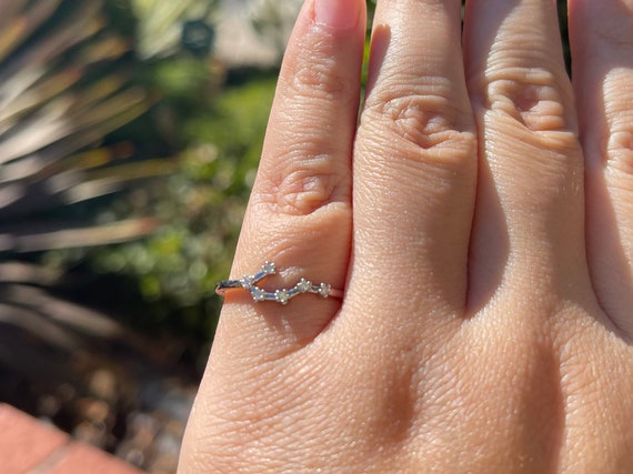 Dainty Gemini Constellation Ring Sterling Silver Cubic Zirconia