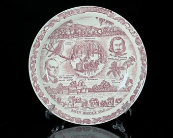 Vintage Vernon Kilns - Vermont Transferware Samlartallrik - Röd