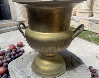 Urna enfriadora de vino vintage EPNS plateada estilo griego-romano de 25 cm (con pátina).