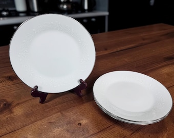 Set of 3 Japanese Noritake - Reina 8 1/4" Salad Plates with Floral Design & Silver Rims