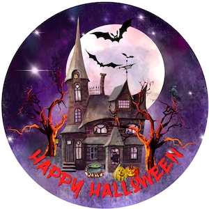Happy Halloween Sign, Wreath Sign, Halloween Supplies, Halloween Décor, Halloween Wreath Attachment,