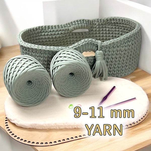 Chunky Cotton T-Shirt Yarn: 9-11mm, 65m - Crochet Basket, Crib, Rug