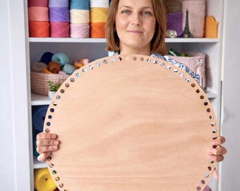 Round Wooden Crochet Basket Base: Toy Storage Bottom, 12mm Holes - For 9 mm Cord