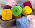 3-5 mm cotton yarn for crochet amigurumi toys, Thin t shirt yarn for baskets, Stretchy yarn for knitting home decor,Soft macrame fabric yarn product logo