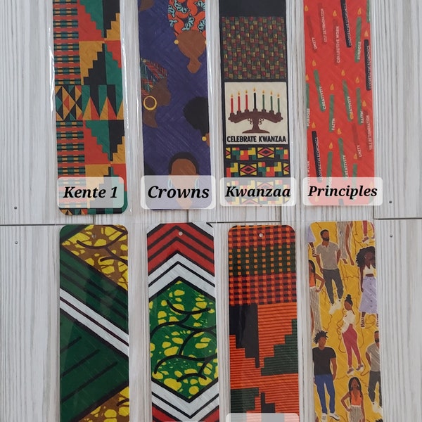 African Print Bookmarks (2 pk) in African print,embossed - 2"x 7" for book readers and book clubs; gifts for her/ him, Black History Month