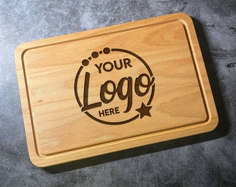 Custom Logo Chopping Board - Luxury Beech Wood Chopping / Serving Board - Personalised YOUR LOGO Laser Engraved Cutting Boards