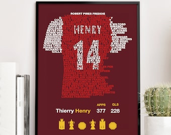 ARSENAL Legends - Thierry Henry Typography Teammates Poster