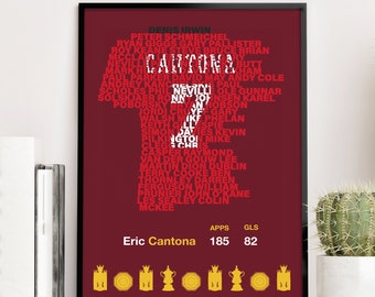 MANCHESTER UNITED Legends - Eric Cantona Typography Teammates Poster