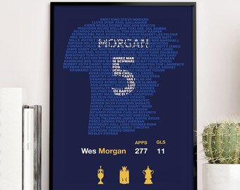 LEICESTER CITY Legends - Wes Morgan Teammates Typography Poster