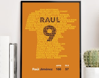 WOLVES LEGENDS - Raul Jimenez Teammates Typography Poster