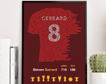 LIVERPOOL Legends - Steven Gerrard Typography Teammates Poster