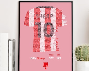 SHEFFIELD UNITED LEGENDS - Billy Sharp Typography Teammates Poster
