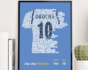 BOLTON WANDERERS Legends - Jay-Jay Okocha Typography Teammates Poster
