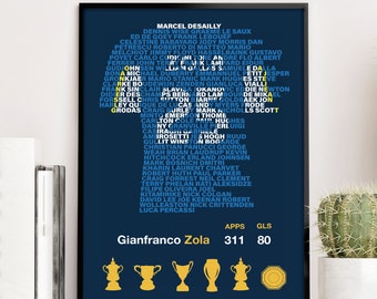 CHELSEA Legends - Gianfranco Zola Typographic Teammates Poster
