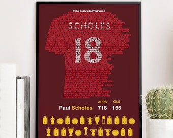 MANCHESTER UNITED Legends - Paul Scholes Typography Teammates Poster