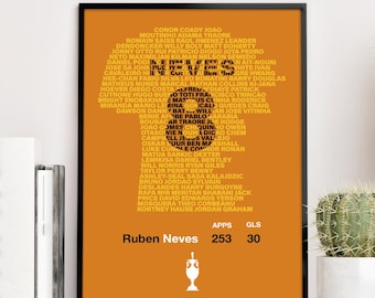 WOLVES LEGENDS - Ruben Neves Teammates Typography Poster