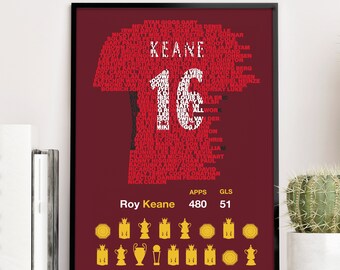 MANCHESTER UNITED - Roy Keane Typography Teammates Poster