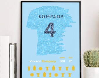 MANCHESTER CITY Legends - Vincent Kompany Typography Teammates Poster