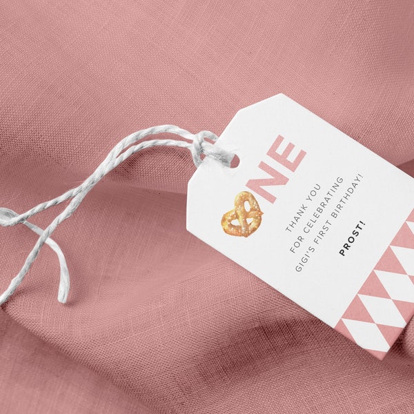 OKTOBERFEST Party Thank You Tag, Favor Tag for First Birthday Party, Pink Thank You Favor Tag | GIGI