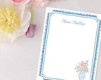 Tarjetas personalizadas con tarro de jengibre chinoiserie – Flores de primavera, papelería Grandmillennial, elegantes tarjetas florales personalizadas