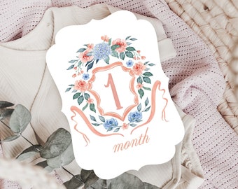 Personalized Milestone Sign for Baby Girl | Handpainted Watercolor