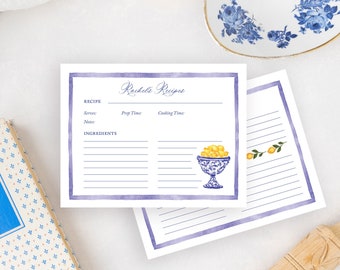 Personalized Recipe Card Gift Set with Chinoiserie Ginger Jar & Lemons