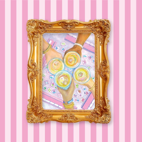 Bird Bam Cheers Art Print: Mahjong Room Decor