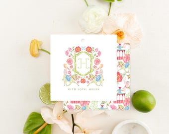 Monogrammed Gift Tags: Chinoiserie Garden, Personalized Tags