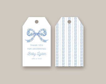 Blue Bow Gift Tag for Baby Boy Shower | Baby Shower Gift Tag | Custom Gift Tags | Thank You Gift Tags | Printed Gift Tags